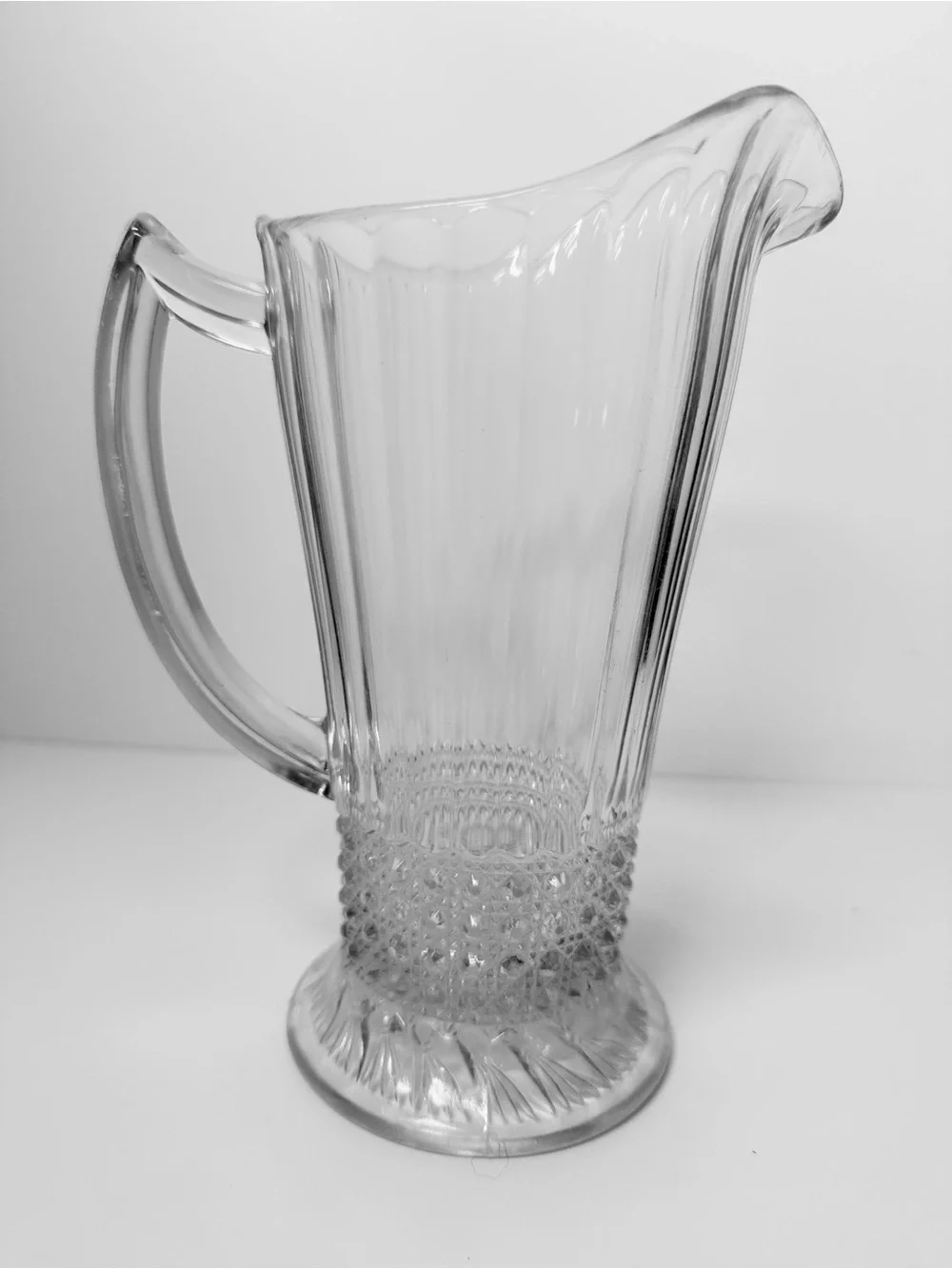 Imperial Glass Flute and Cane Pitcher